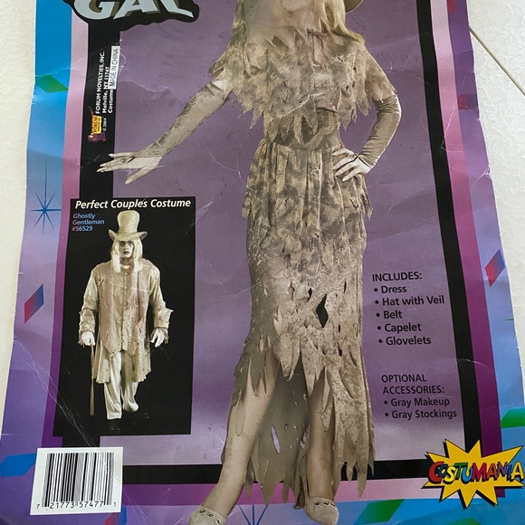 Adult ghostly gal zombie scary Halloween costume one size fits most adults - Picture 13 of 15